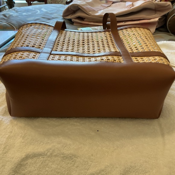 J. Crew Natural Faux Straw Tote with Brown Poly Trim - Picture 6 of 6